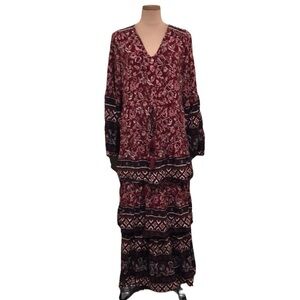 Aveology Tiered Maxi Dress Size 22 24 Red Floral